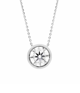Pendant Necklace Bezel In Moissanite Solitaire