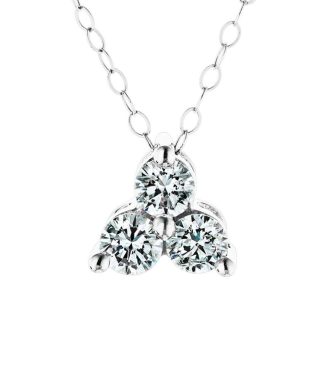 White Diamond Necklace Three Stone Pendant